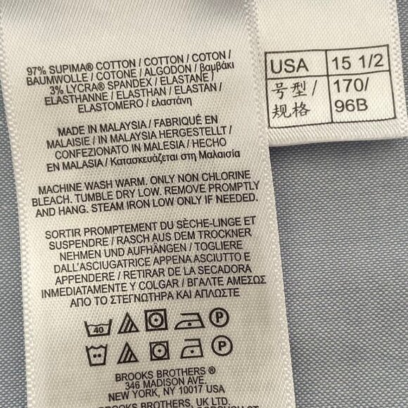 Brooks Brothers Milano Lg Slv Supima Cotton Dress Shirt Blue Sz 15.5 - 36 NWOT - Picture 13 of 15